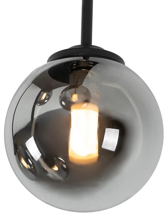 Candeeiro de teto moderno preto 5 luzes vidro fumê - ATHENS