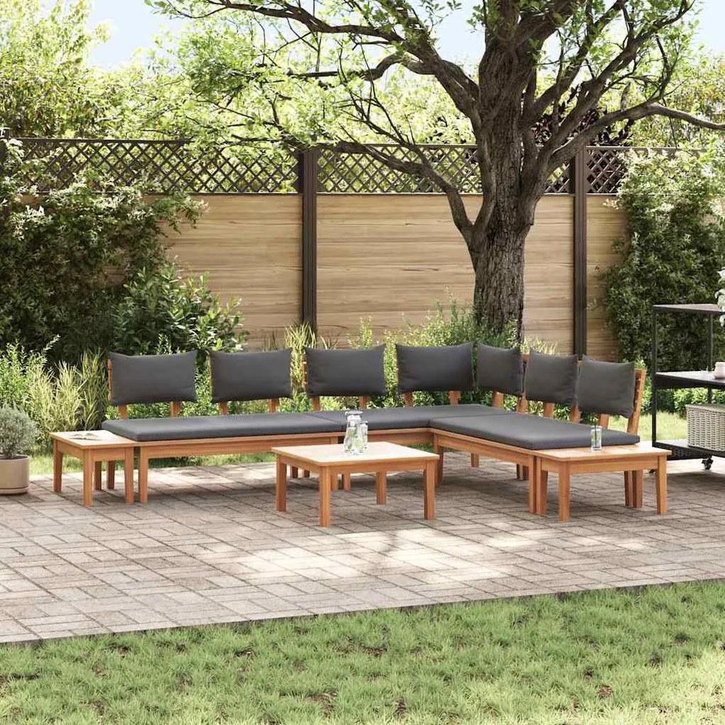 vidaXL Conjunto de Bancos de Jardim com cortinas 3 pcs