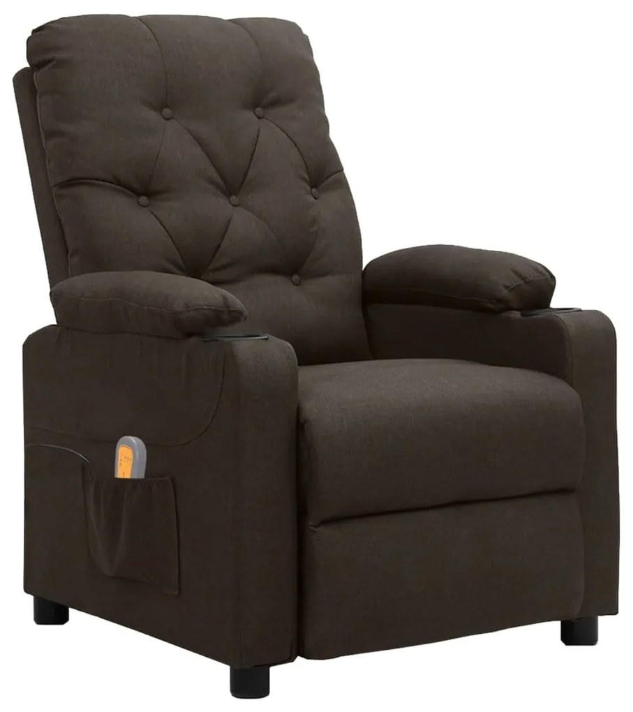 339117 vidaXL Poltrona de massagens tecido castanho-escuro