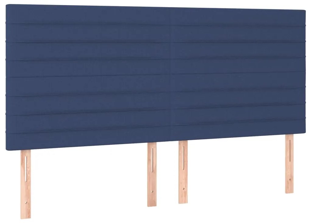 Cama box spring c/ colchão e LED 160x200 cm tecido azul