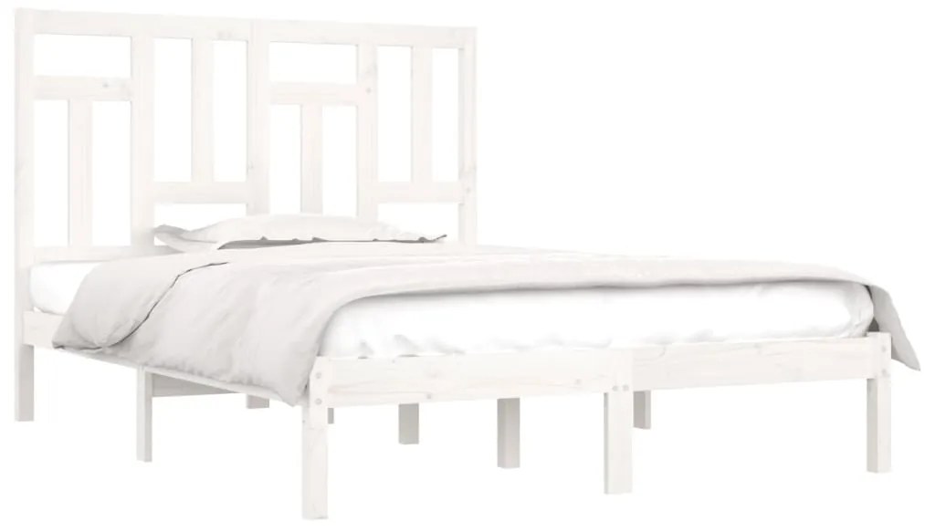 Estrutura cama pequena casal 120x190 cm pinho maciço branco