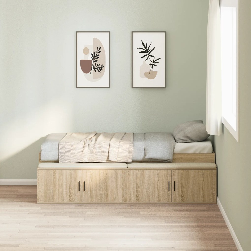 vidaXL Estrutura de Cama com Armazenamento Carvalho Sonoma 100x200 cm