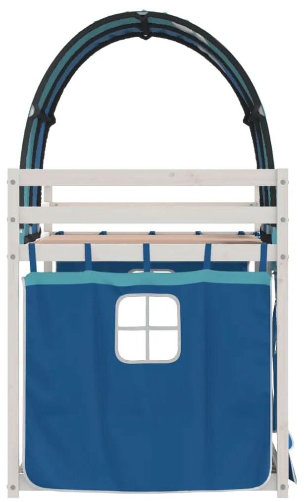 Beliche com cortinas 90x190 cm madeira de pinho maciça azul