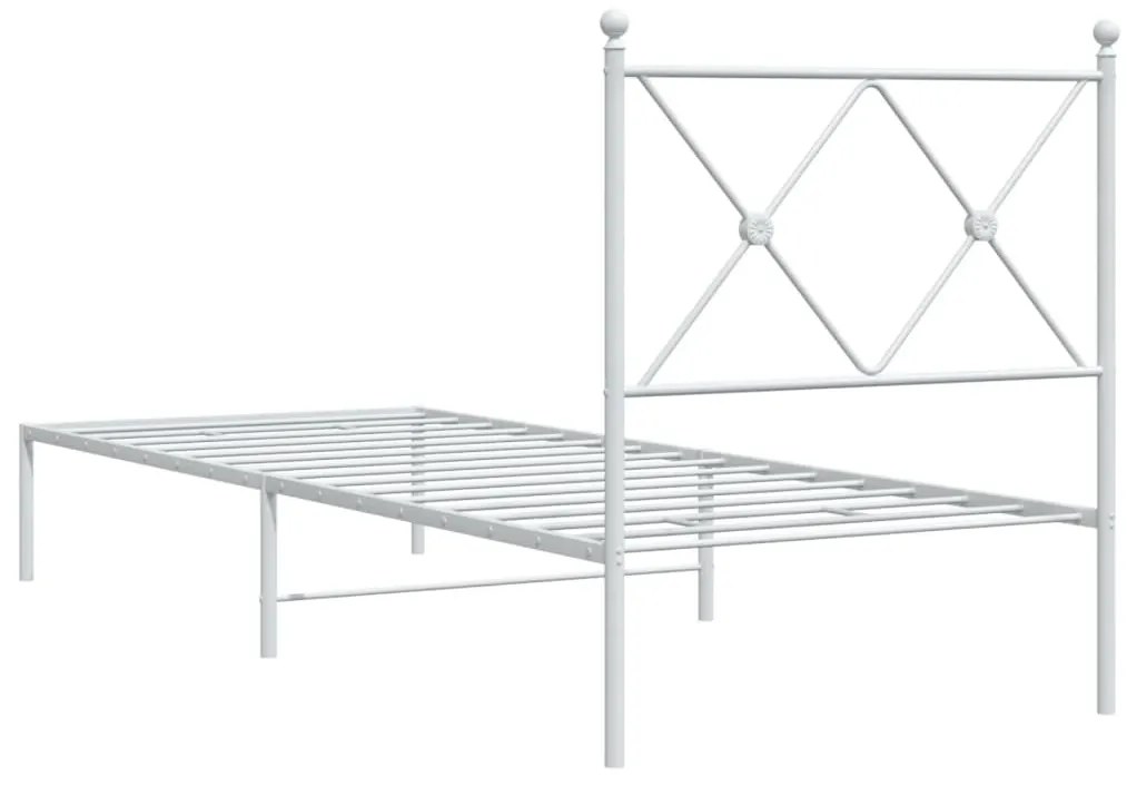 Estrutura de cama com cabeceira 75x190 cm metal branco