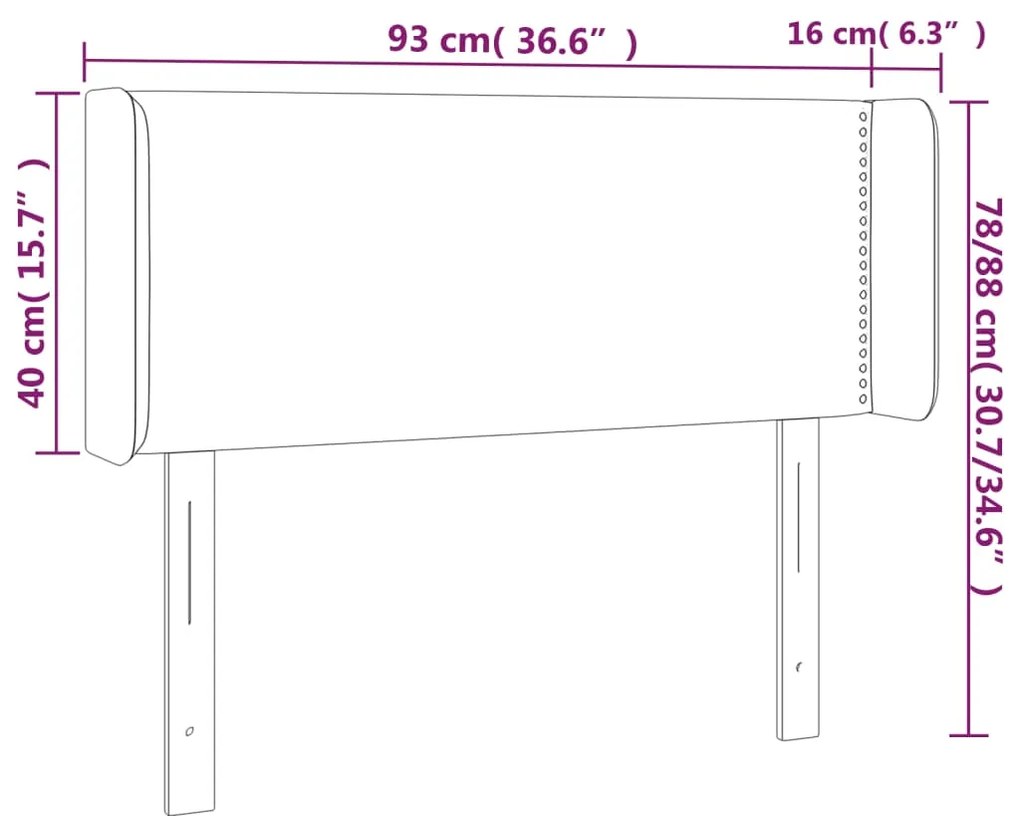 Cabeceira de cama c/ abas tecido 93x16x78/88 cm castanho-escuro