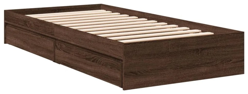 Estrutura cama c/ gavetas derivados madeira carvalho castanho
