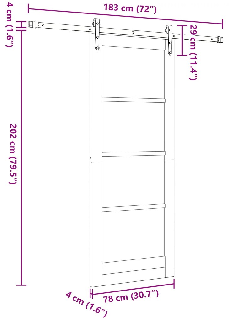 Porta Deslizante vidaXL com Conjunto de Hardware Branco 78x202 cm Made