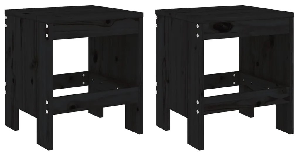 3 pcs conj. bistrô para jardim madeira de pinho maciça preto