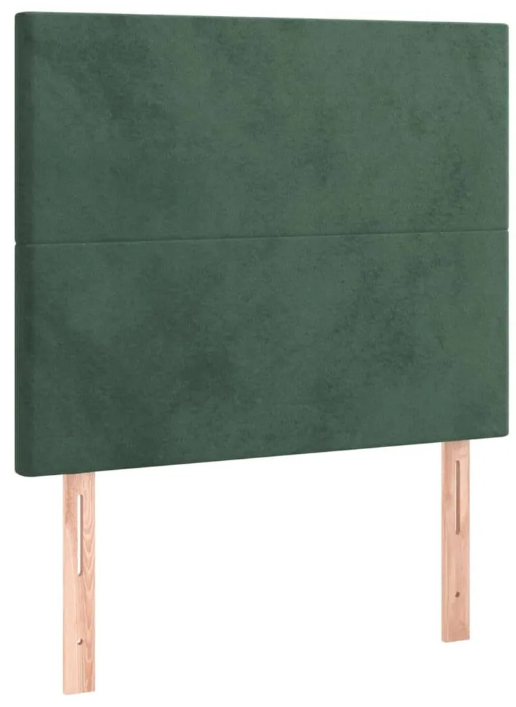 Cabeceira de cama c/ LED veludo 80x5x118/128 cm verde-escuro