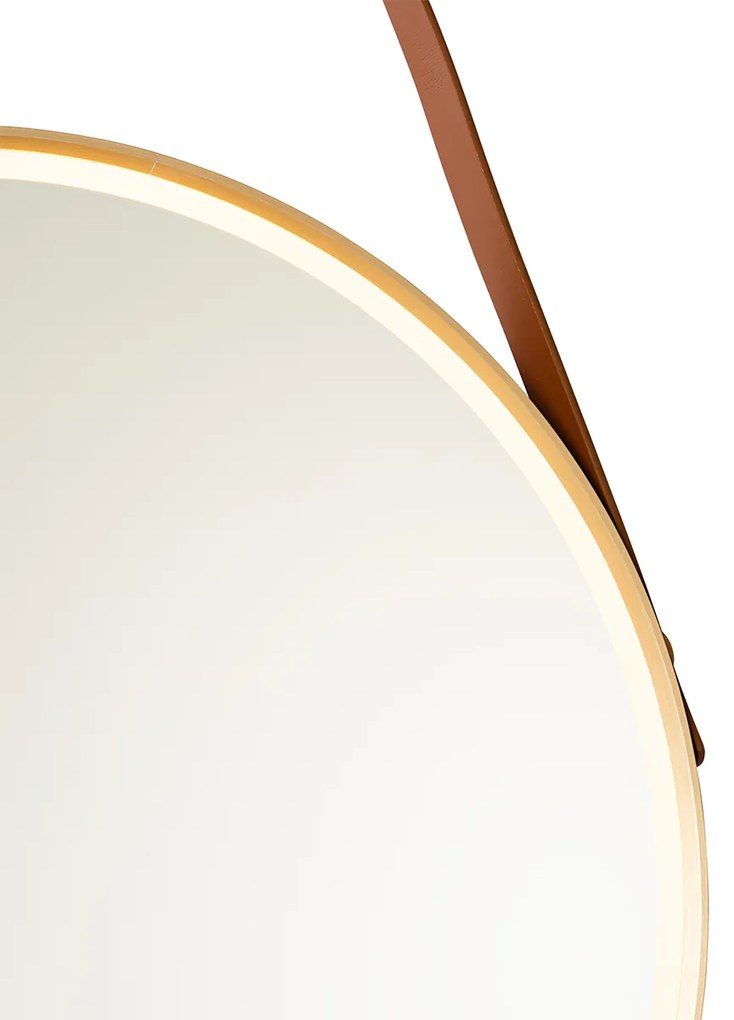 Espelho de casa de banho moderno dourado com LED e dimmer tátil - Pien Moderno