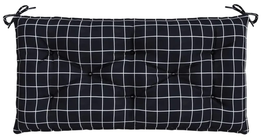 Almofadão p/ banco jardim 100x50x7cm tecido oxford xadrez preto