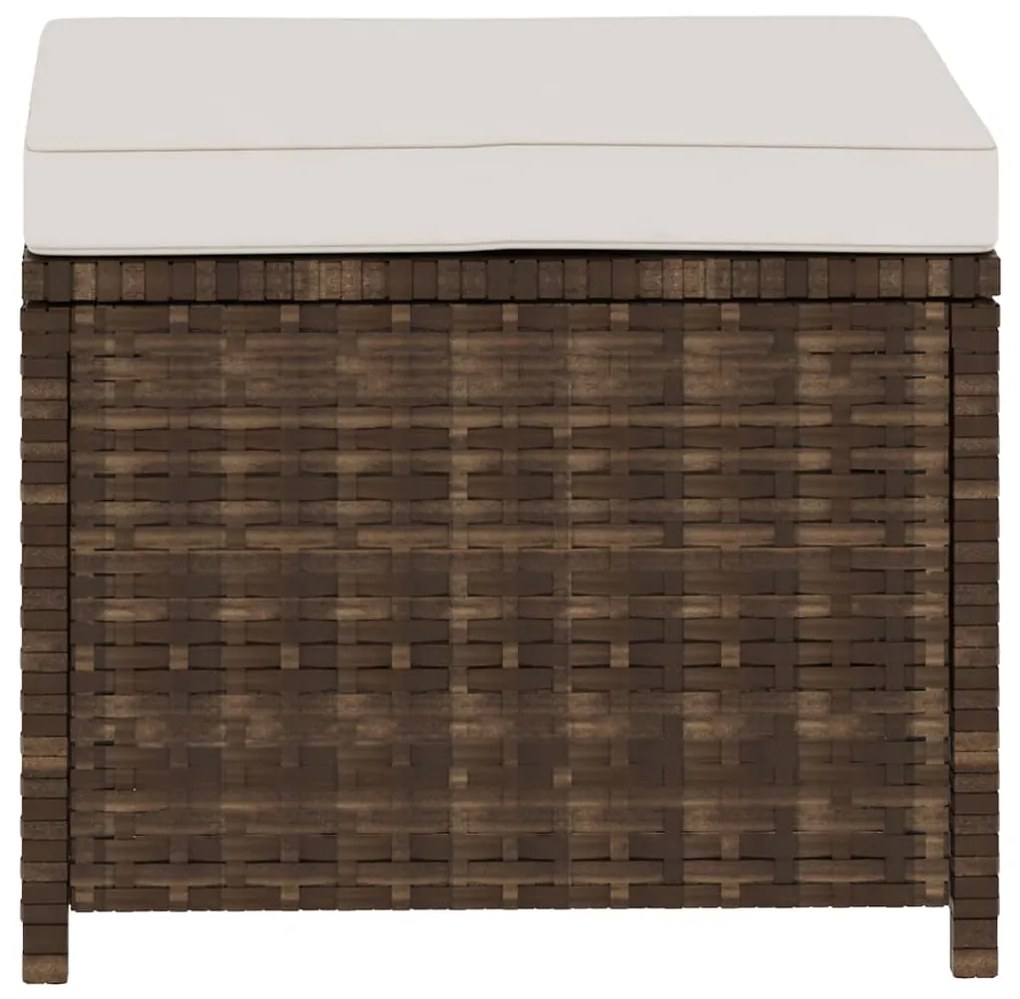 5 pcs conjunto lounge jardim c/ almofadões vime PE castanho
