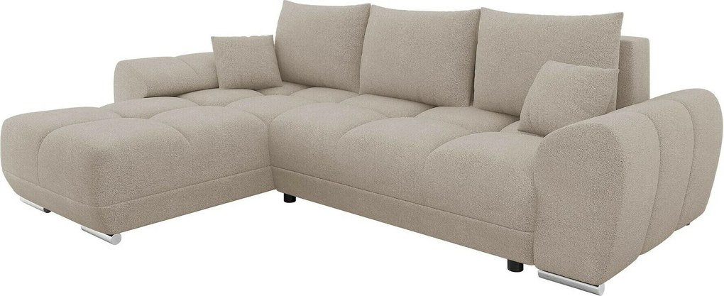 Sofá de canto Signis, Cama com arrumação, 291x183x85cm, 125.5 kg, Pernas: Plástico