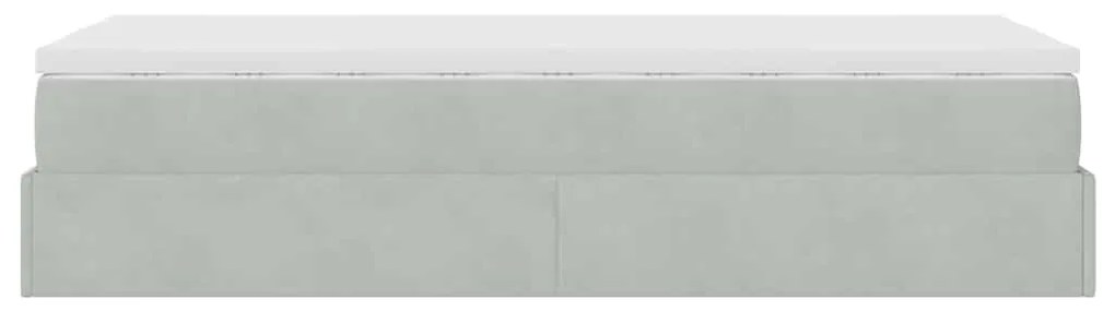Estrutura cama otomana colchão 90x200 cm veludo cinzento claro