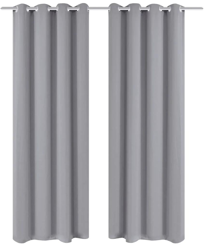 130375 vidaXL Cortinas opacas com anéis metálicos, cinzento, 2 pcs,135 x 245 cm