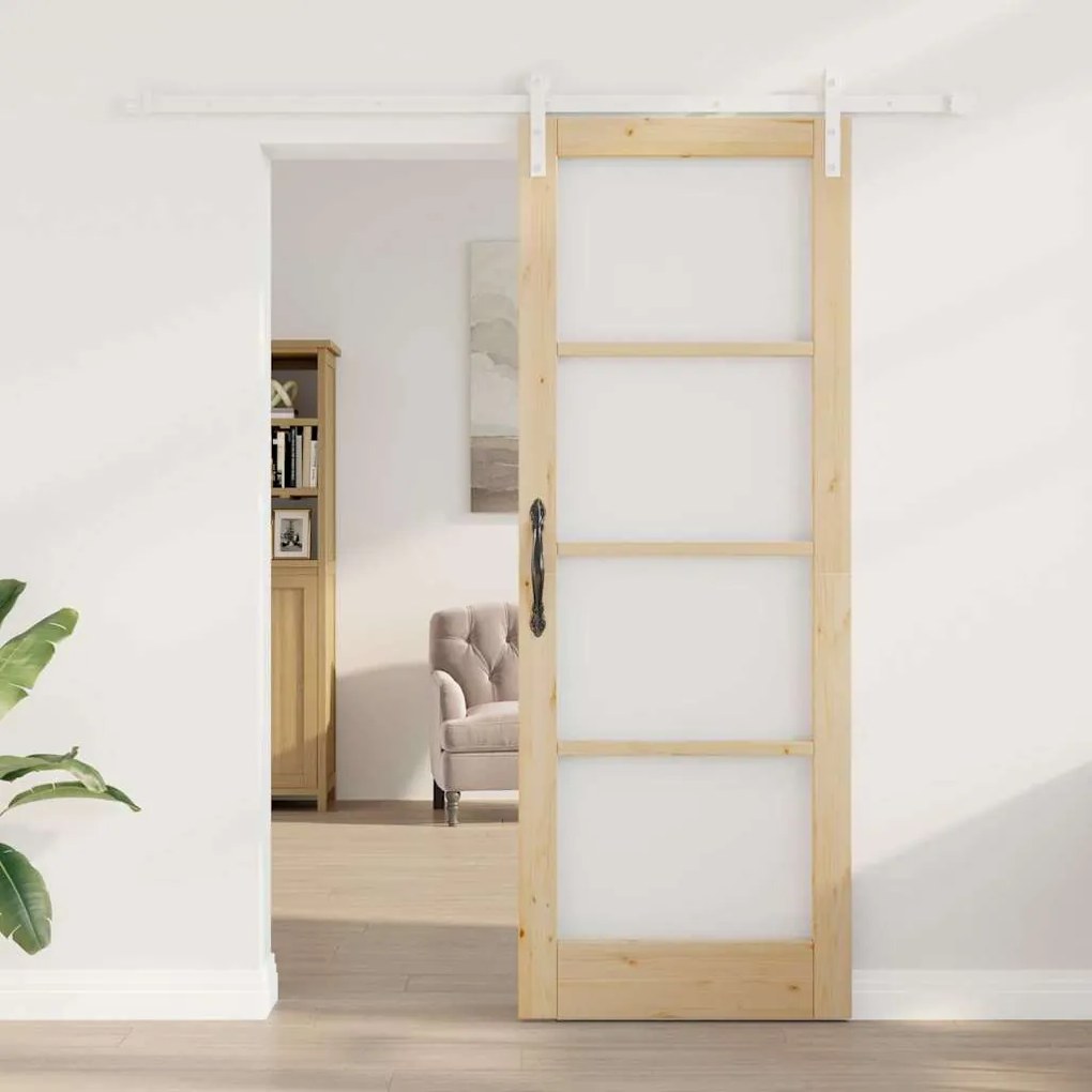 Porta Deslizante com Conjunto de Hardware "ORKDAL" Madeira Maciça &amp; Vi