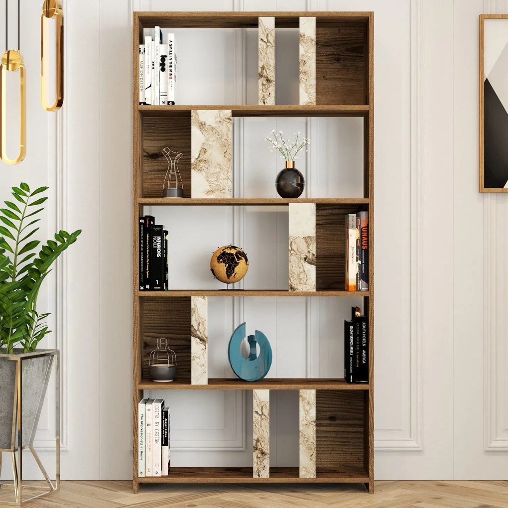 Estante Lima – Nogueira e Branco – 90 cm x 180 cm x 20 cm