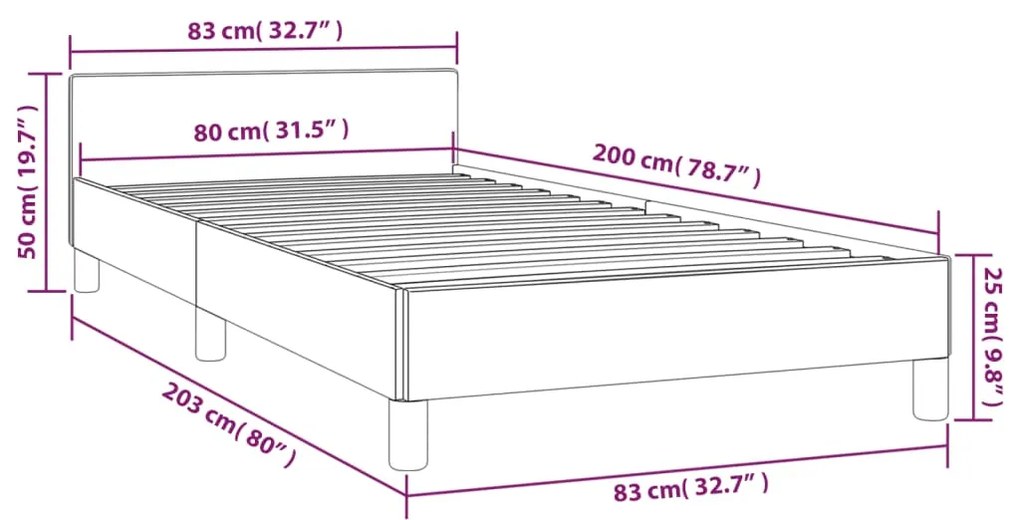 Estrutura de Cama Salu com Cabeceira em Couro Artificial Castanho - 80