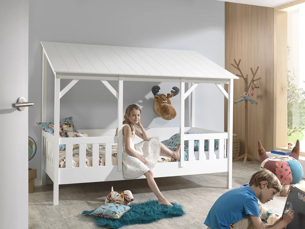 Cama para Crianças Casa HOUSEBED 03 TELHADO BRANCO - BRANCA