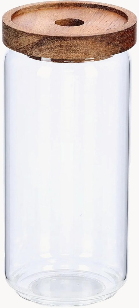 Frascos de conservação em vidro com tampa em acácia Annabelle, 950 ml, conjunto de 12