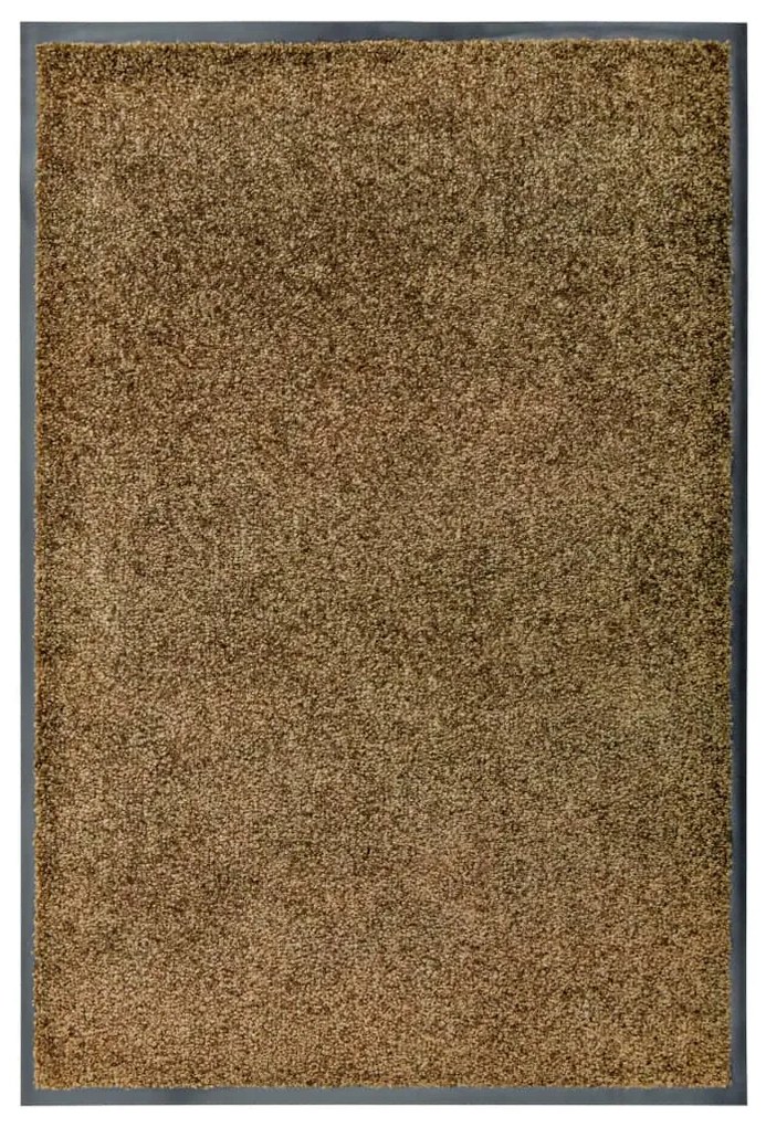 Tapete de porta lavável 60x90 cm castanho
