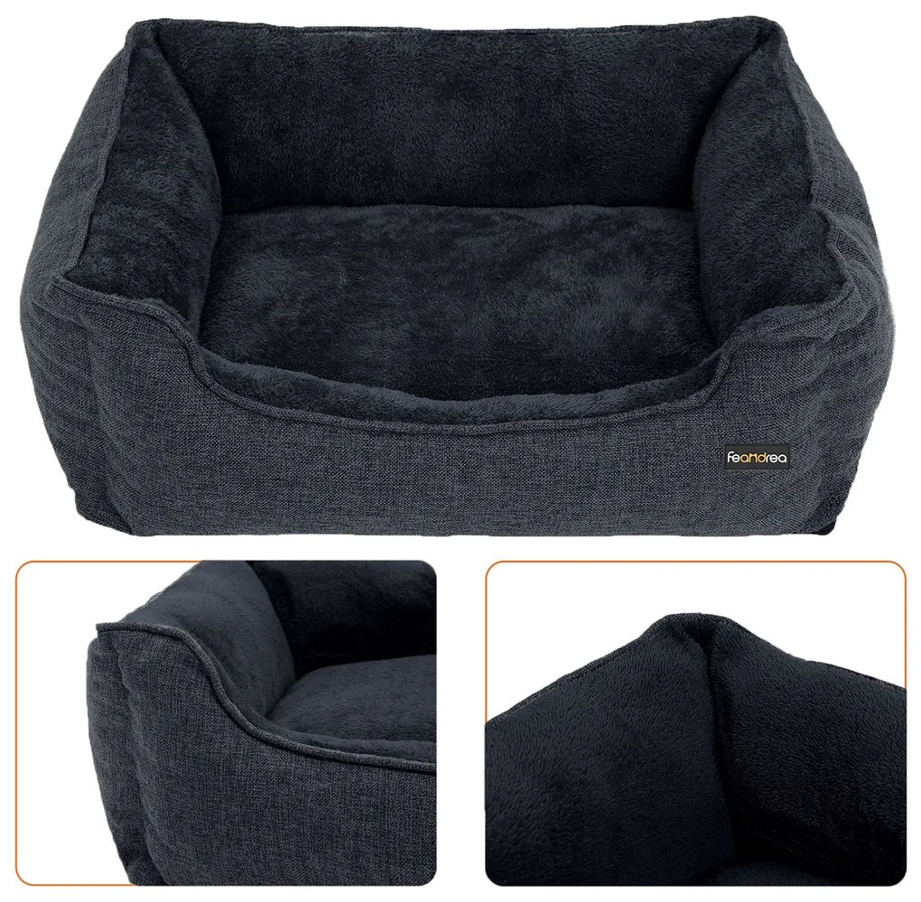 Cama de cão para cães grandes 110 x 75 x 27 cm cinzento escuro