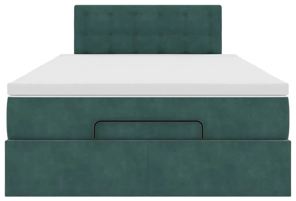 Estrutura de cama otomana com colchão verde escuro veludo