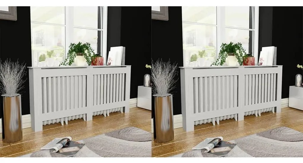 Coberturas de radiador 2 pcs MDF 172 cm branco