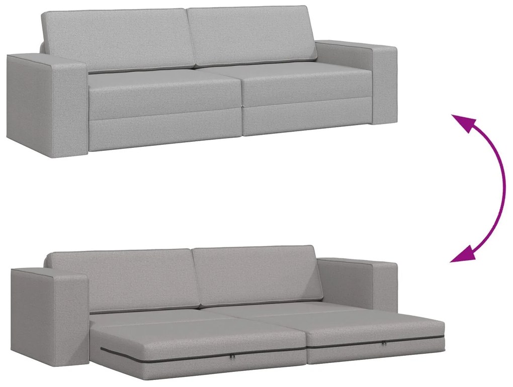 Sofá Cama 2-em-1 Cinza Nuvem 245x150x60.5 cm Tecido