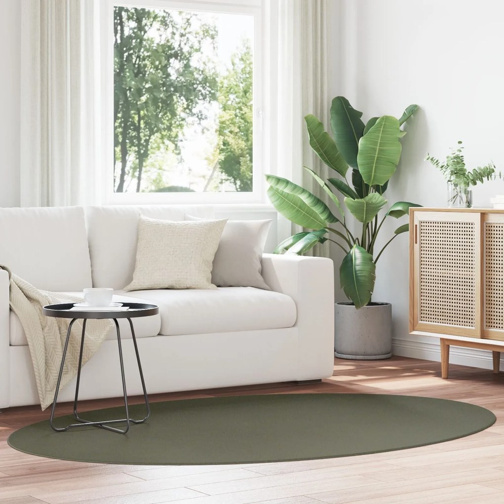 Tapete vidaXL "HUARTE" Verde Floresta 140x200 cm Oval