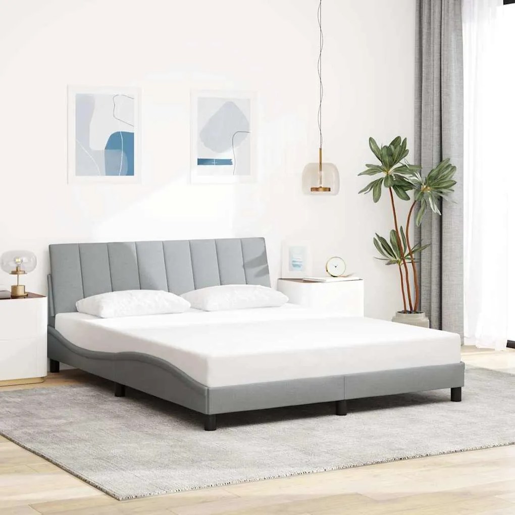 vidaXL Estrutura de cama sem colchão Hanko 160x200 cm tecido cinzento-claro