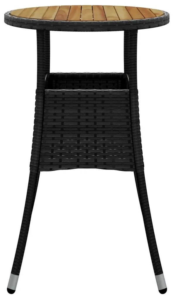 Mesa de jardim Ø60x75 cm madeira de acácia e vime PE preto