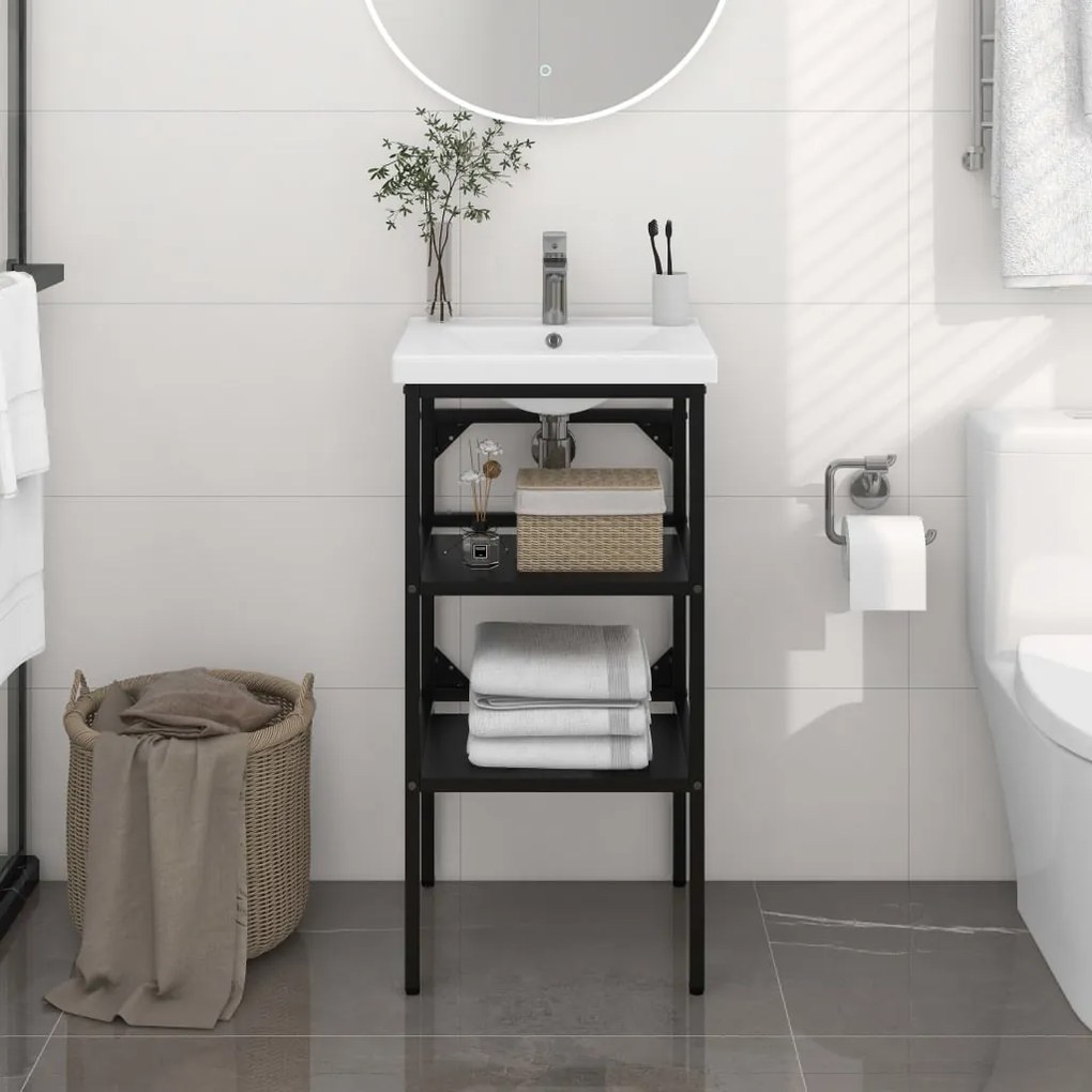 338487 vidaXL Estrutura p/ lavatório casa de banho ferro 40x38x83 cm preto
