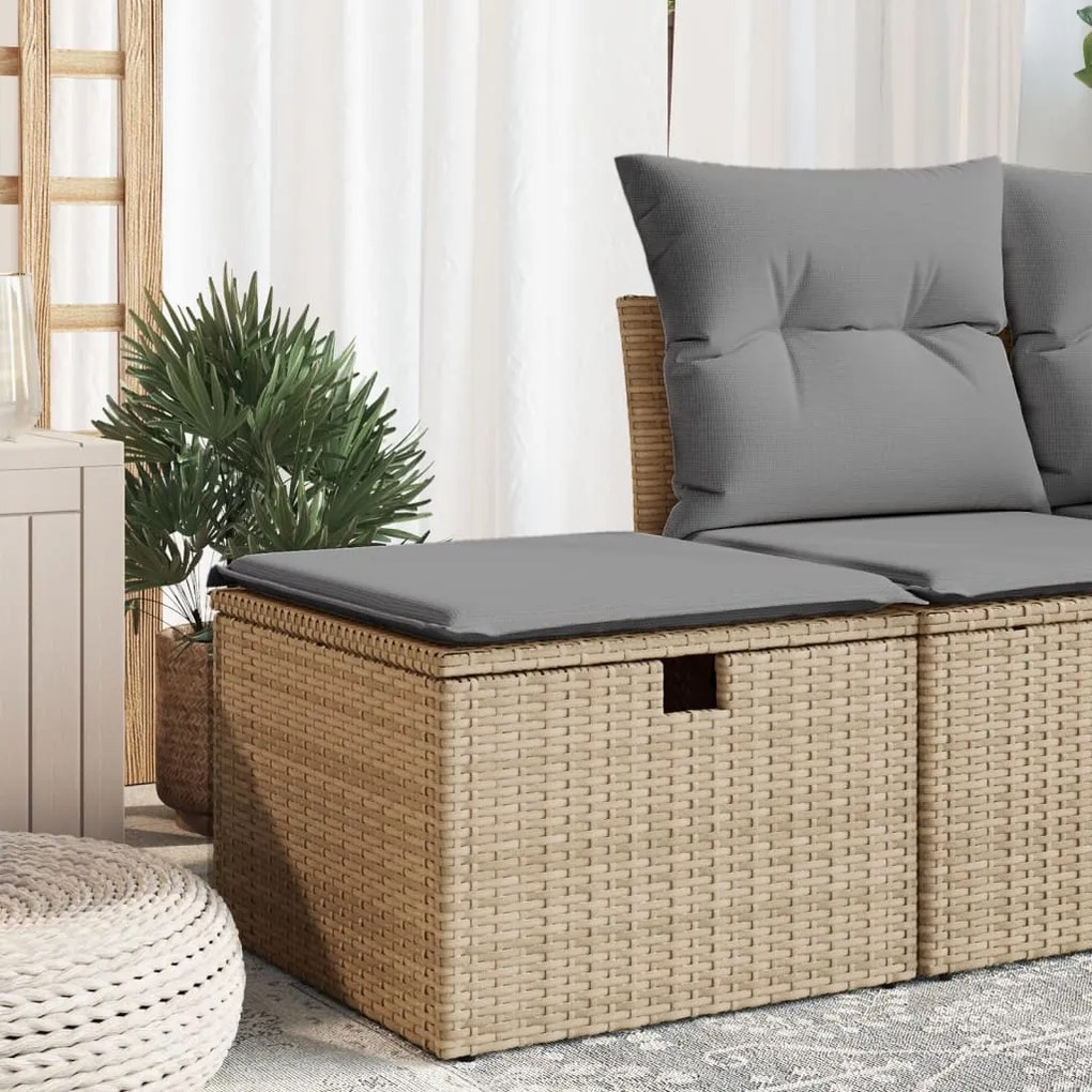 vidaXL Banco de jardim com almofada 55x55x37 cm vime PE bege