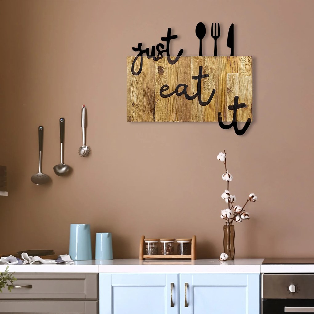 Acessório Decorativo de Parede Just Eat It – Nogueira/Preto – 58 x 3 x