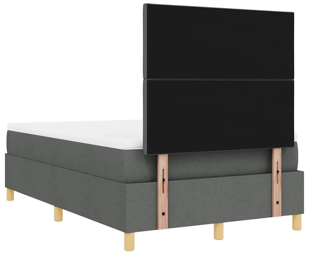Cama Box Spring com Colchão &amp; LED Cinza Escuro 120x200 cm Tecido