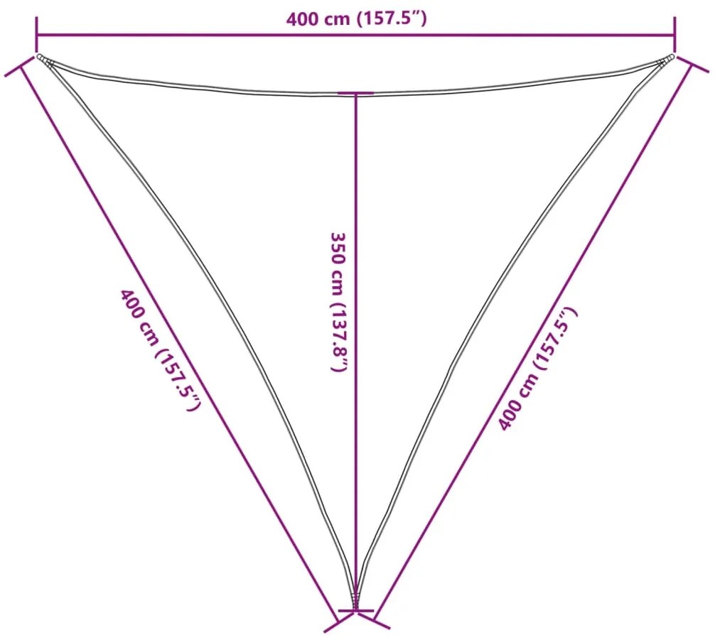 Para-sol estilo vela tecido oxford triangular 4x4x4 m creme