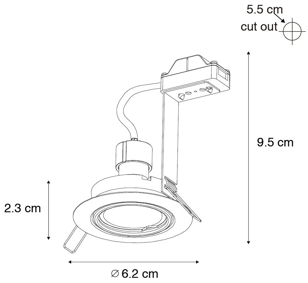 Conjunto de 6 Focos de Embutir Pretos GU10 35mm - Edu Moderno