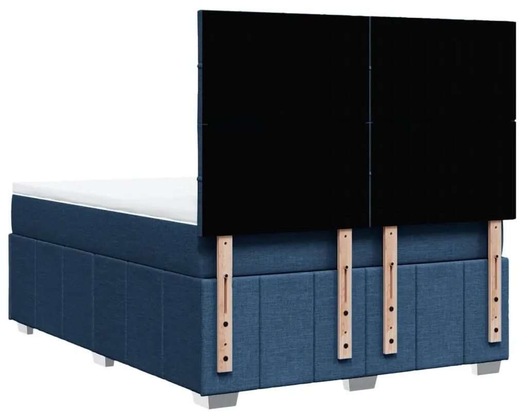 Cama com molas/colchão 140x200 cm tecido azul