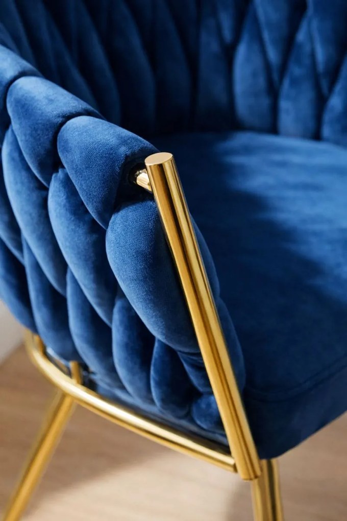 Cadeira Widny Golden Veludo - Azul
