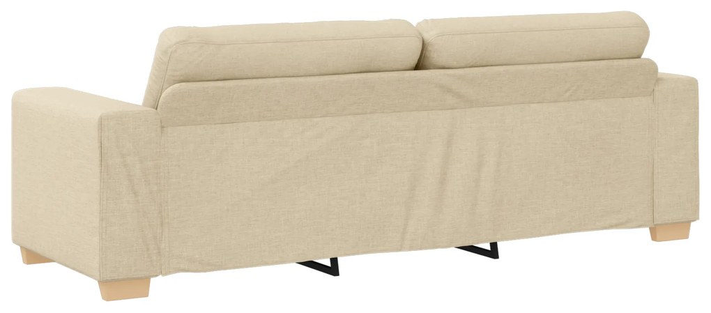 Conjunto de Sofá de 3 Peças com Almofadas em Tecido Creme