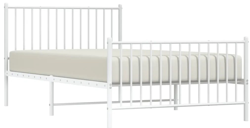 Estrutura de cama com cabeceira e pés 107x203 cm metal branco
