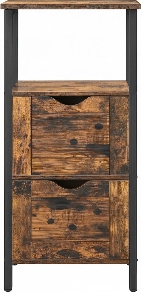 Armário de arrumação com 2 gavetas 30 x 30 x 80 cm castanho-preto