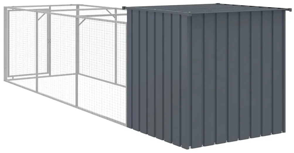 Casota p/ cães c/ parque 110x405x110 cm aço galvaniz. antracite