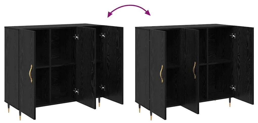 Buffet Preto 90 x 34 x 80 cm Madeira processada