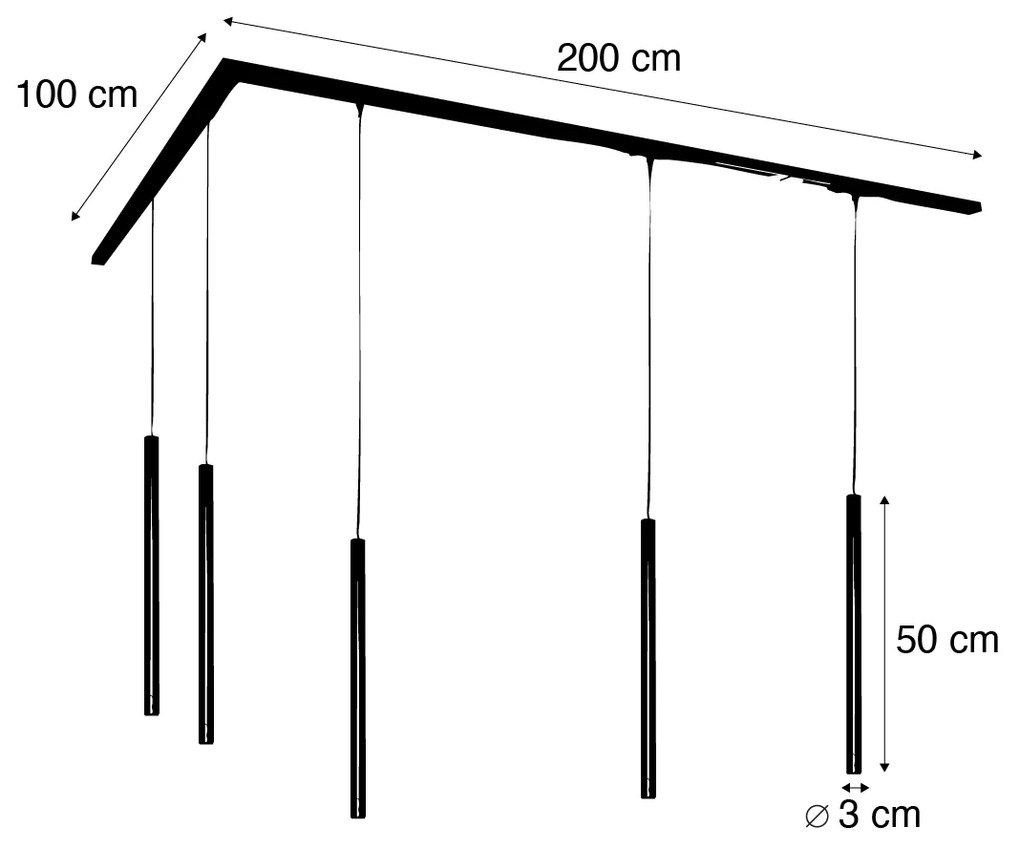 Sistema de iluminação de trilho moderno com 5 luzes pendentes bronze escuro 1-fase - Iconic Frini Moderno