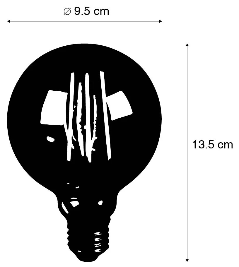 Conjunto de 5 Lâmpada LED E27 regulável em 3 níveis G95 vidro dourado 5W 380lm 2200K