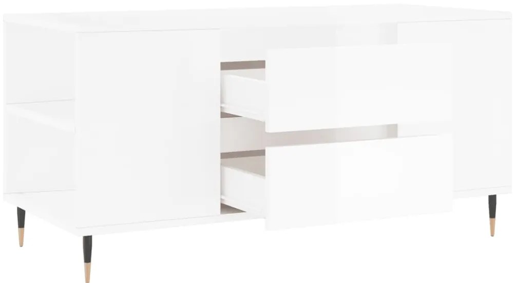 Mesa centro 102x44,5x50cm derivados de madeira branco brilhante