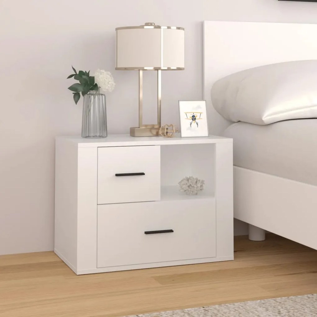 816736 vidaXL Mesa de cabeceira 60x36x45 cm derivados de madeira branco