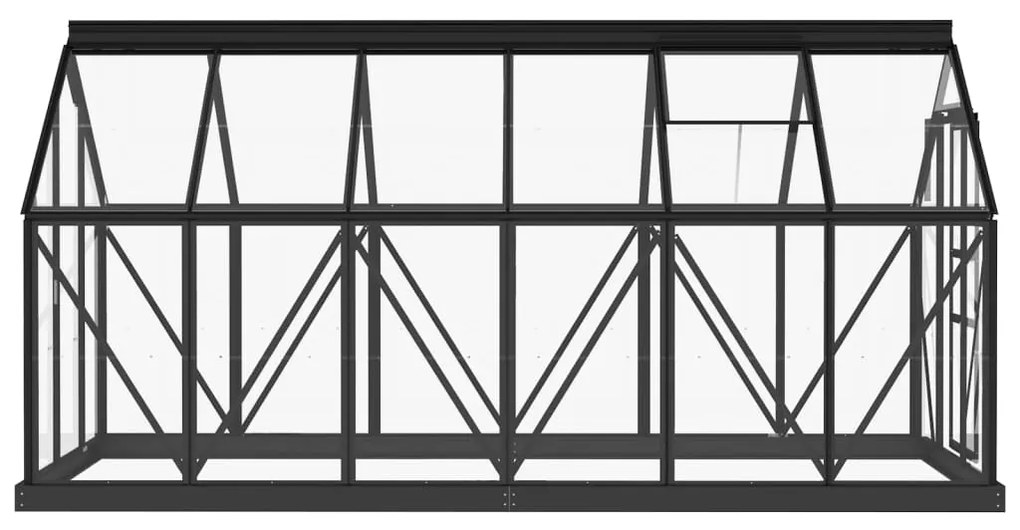 Estufa 155x298x191 cm alumínio e vidro antracite